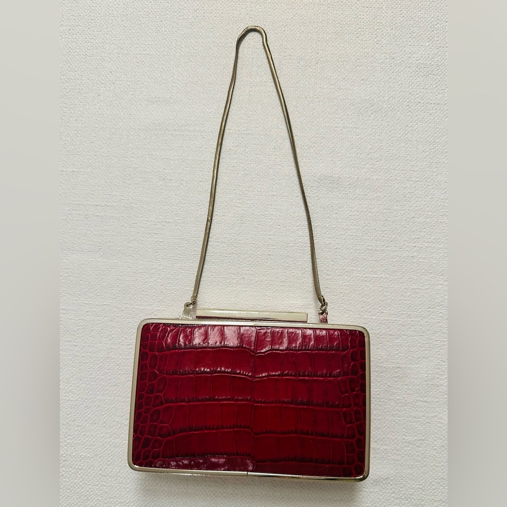 LK Bennett Red Crocodile-leather Clutch